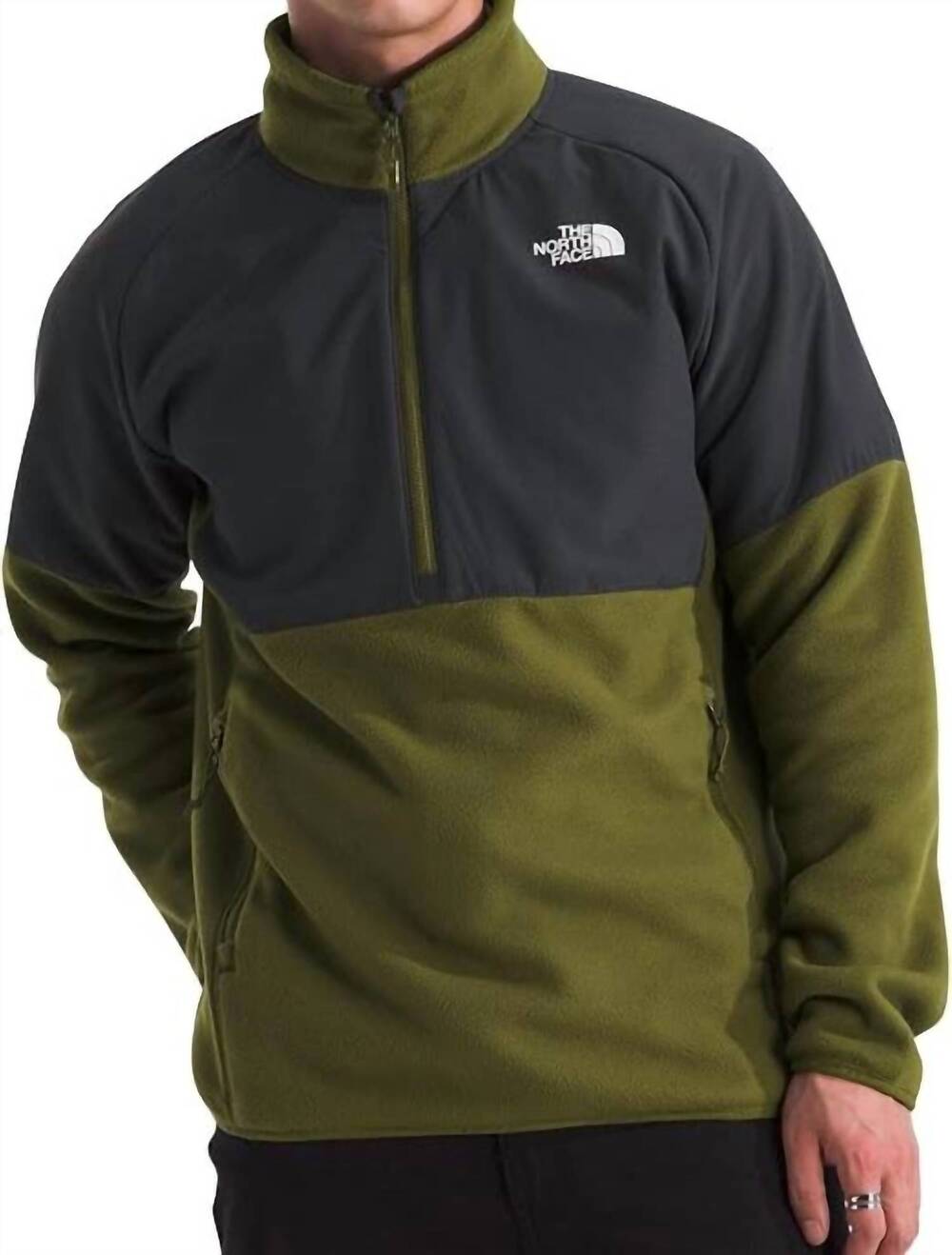 NEW THE NORTH FACE men's glacier heavyweight 1/2 zip top in forest olive